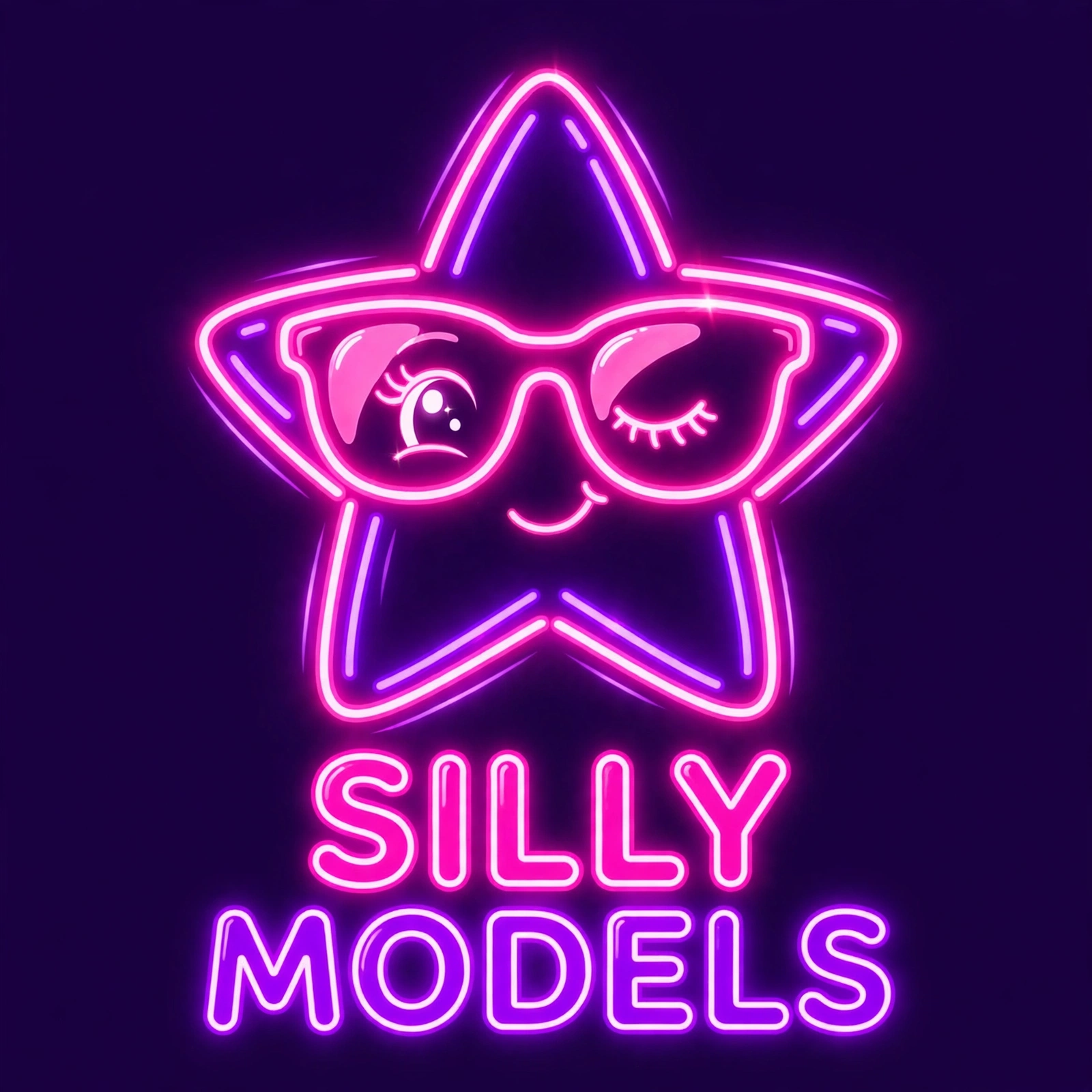 Silly Models neon star logo